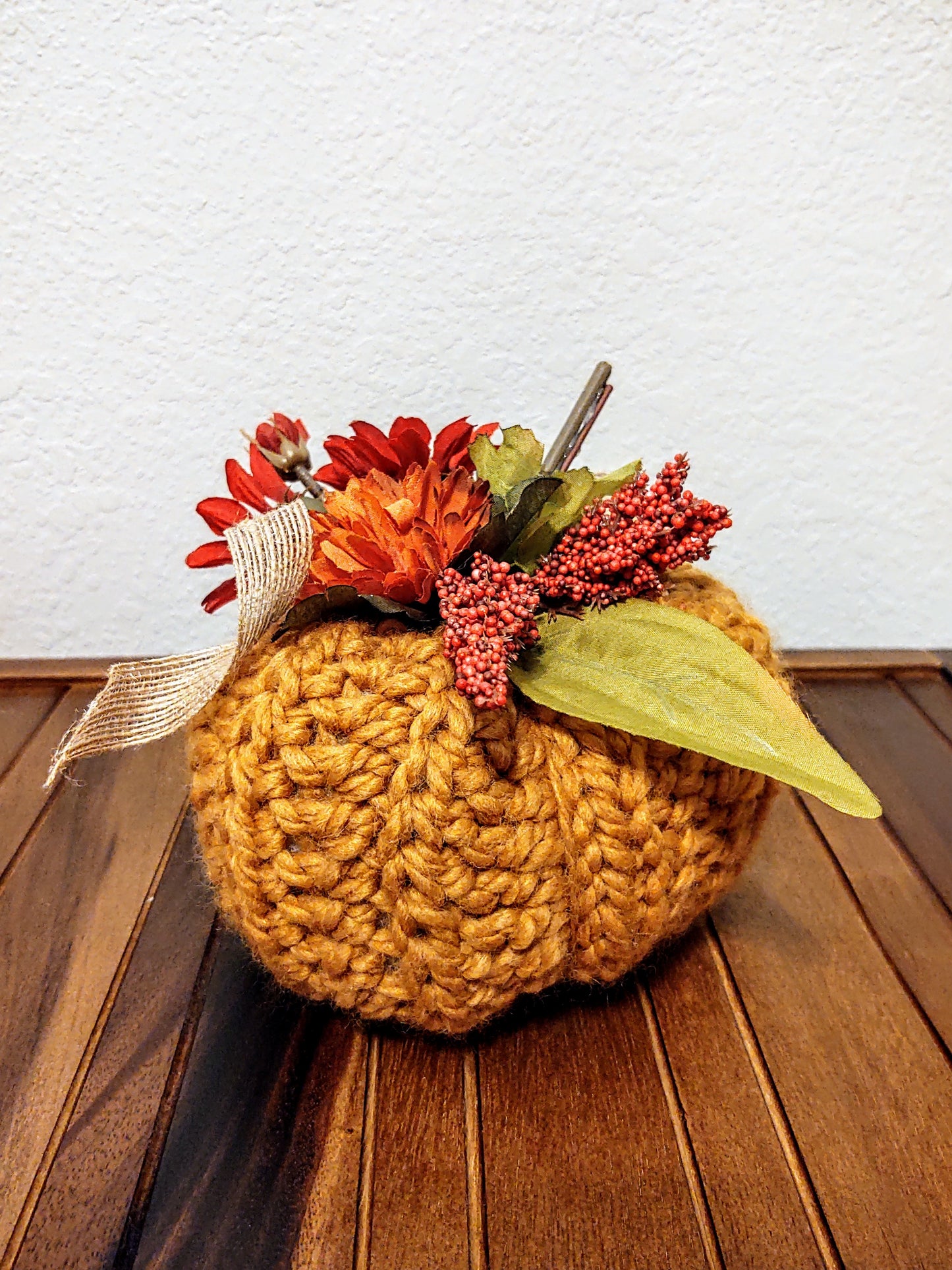 Yellow Orange Crocheted Pumpkin