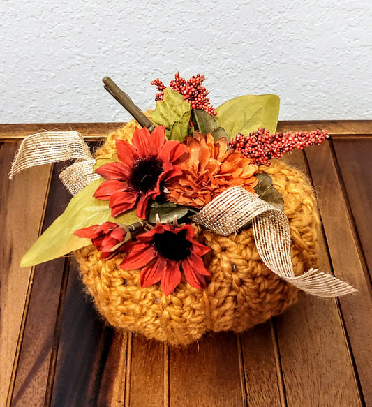 Yellow Orange Crocheted Pumpkin