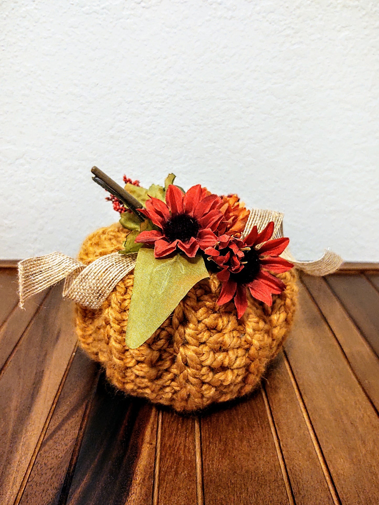 Yellow Orange Crocheted Pumpkin